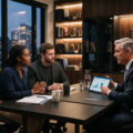 couple in wealth managers office getting a retirement product presentation