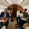 family on a private jet